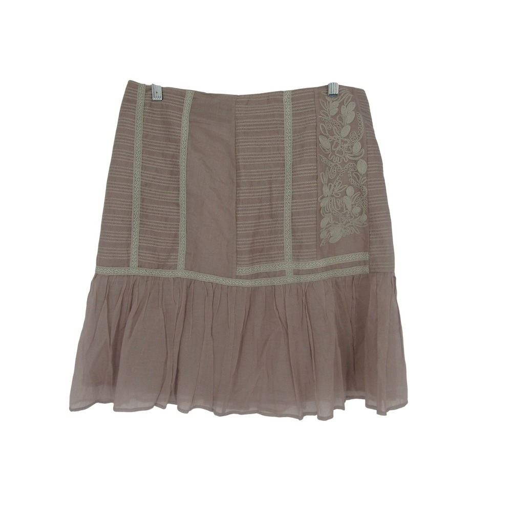 Anthropologie Moth Mini Skirt 10 Mauve Embroidered‎ Lace Boho Cottage Fairy Chic